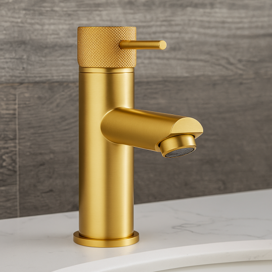 Lattice Edition Solid Brass Brushed Yellow Gold Basin Mixer Tap Bathroom Vanity Tap