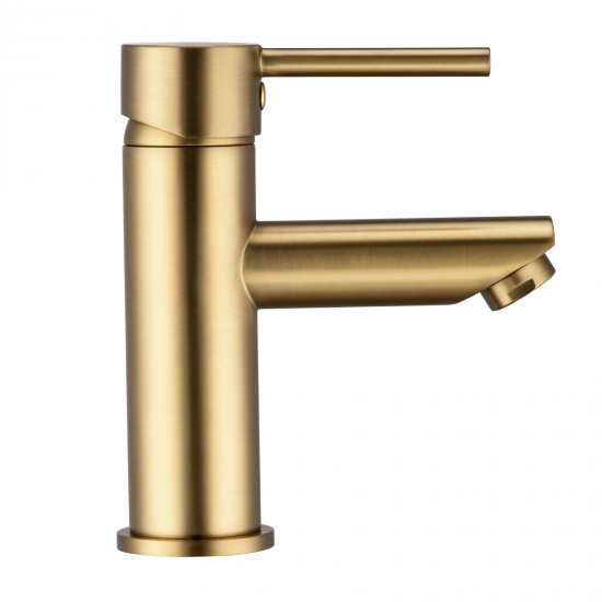 Round Solid Brass Brushed Yellow Gold Basin Mixer Tap Bathroom Vanity Tap