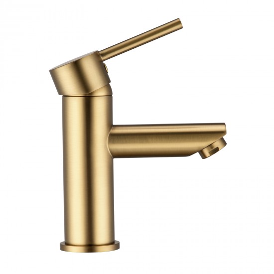 Round Solid Brass Brushed Yellow Gold Basin Mixer Tap Bathroom Vanity Tap