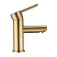 Round Solid Brass Brushed Yellow Gold Basin Mixer Tap Bathroom Vanity Tap
