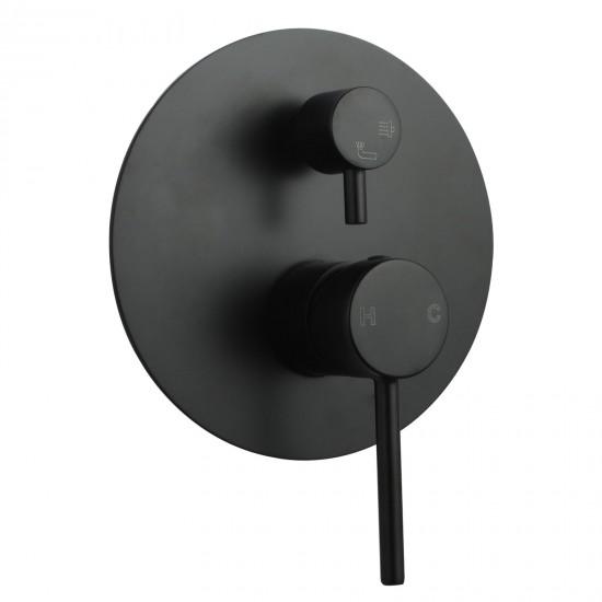 Euro Round Nero Matt Black Shower/Bath Mixers Diverter