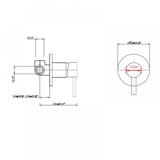 Euro 65mm Round Matt Black Bathtub/Basin Mixer Wall Mounted with Bath Spout Wall Mounted