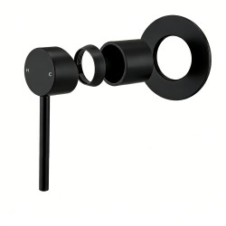 Euro 80mm Matt Black Solid Brass Wall Mixer for Bathtub and Basin