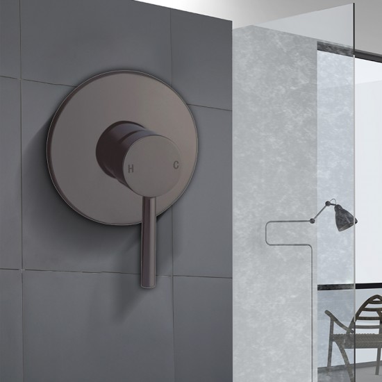 Round Gunmetal Grey Shower/Bath Wall Mixer Stainless steel
