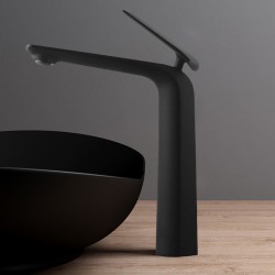 Norico Eden Matte Black Tall Bench Top Basin Mixer Taps Bathroom Tall Taps