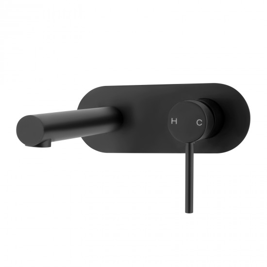 Euro Matt Black Round Bathtub/Basin Wall Mixer With Spout Color Up Extend