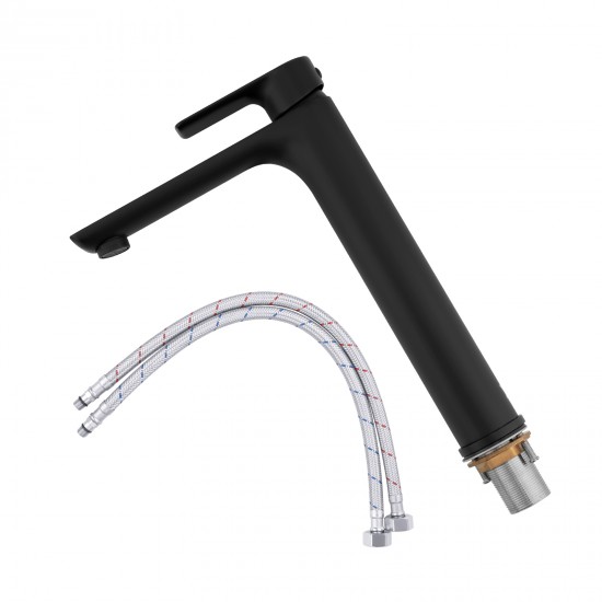 Matt Black Bathroom Tall Basin Mixer Tap Black Vanity Tap