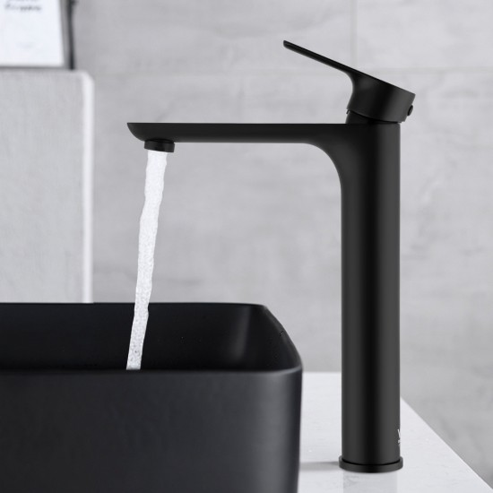 Matt Black Bathroom Tall Basin Mixer Tap Black Vanity Tap