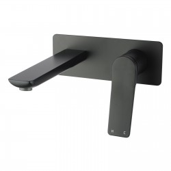 Rumia Matt Black Bathtub Basin Wall Mixer With Spout Solid Brass Watermark