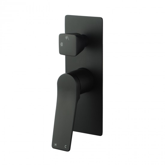 Rumia Shower Wall Mixer With Diverter Matt Black