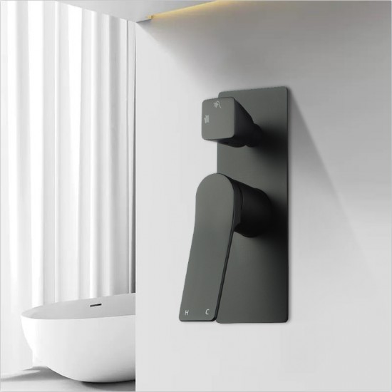 Rumia Shower Wall Mixer With Diverter Matt Black