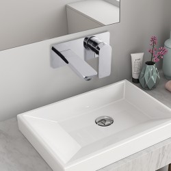 Chrome Bathtub/Basin Wall Mixer With Spout Wall Mounted Color Up Extend