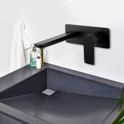 Black Bathtub/Basin Wall Mixer With Spout Wall Mounted Color Up Extend