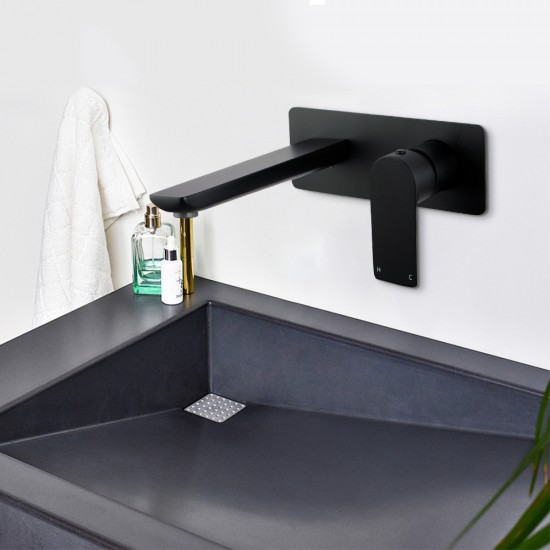 Black Bathtub/Basin Wall Mixer With Spout Wall Mounted Color Up Extend