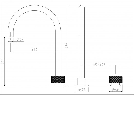 Lattice Edition Progressive Hob Kitchen Sink Mixer Set Gooseneck Basin Mixer Tap Matte Black