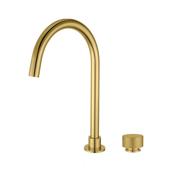Lattice Edition Progressive Hob Kitchen Sink Mixer Set Gooseneck Basin Mixer Tap Brushed Yellow Gold