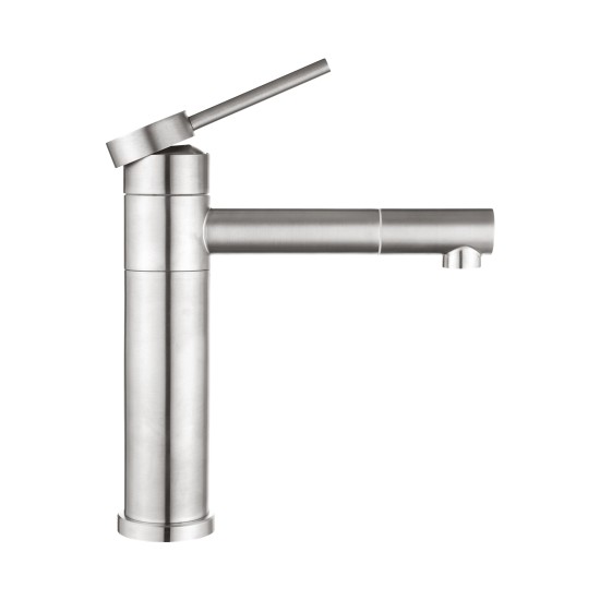 Bathroom Brushed Nickel Basin Mixer Tap Swivel Nozzle Faucet Stainless Steel