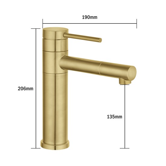 Bathroom Brushed Yellow Gold Basin Mixer Tap Swivel Nozzle Faucet Stainless Steel