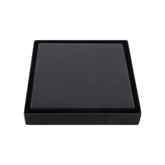120*120mm Black Shower Grate Floor Waste Drain Smart Insert Tile