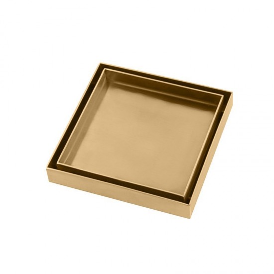 120*120mm Brushed Brass Shower Grate Floor Waste Drain Smart Tile Insert