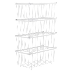 4 Pack Stackable Freezer Storage Baskets Carbon Steel Organizer Bins with Handles