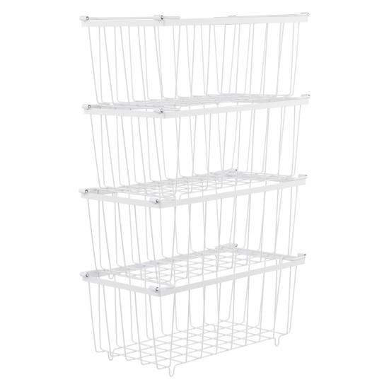 4 Pack Stackable Freezer Storage Baskets Carbon Steel Organizer Bins with Handles