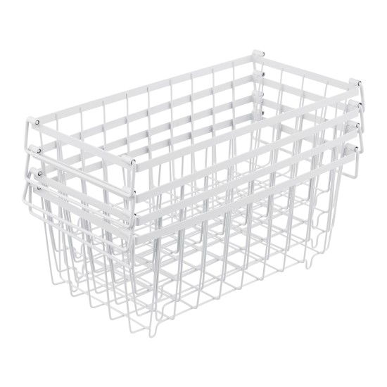 4 Pack Stackable Freezer Storage Baskets Carbon Steel Organizer Bins with Handles
