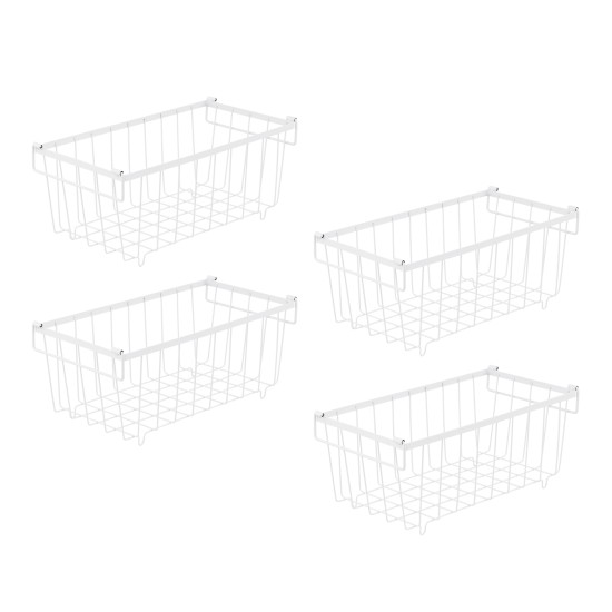 4 Pack Stackable Freezer Storage Baskets Carbon Steel Organizer Bins with Handles