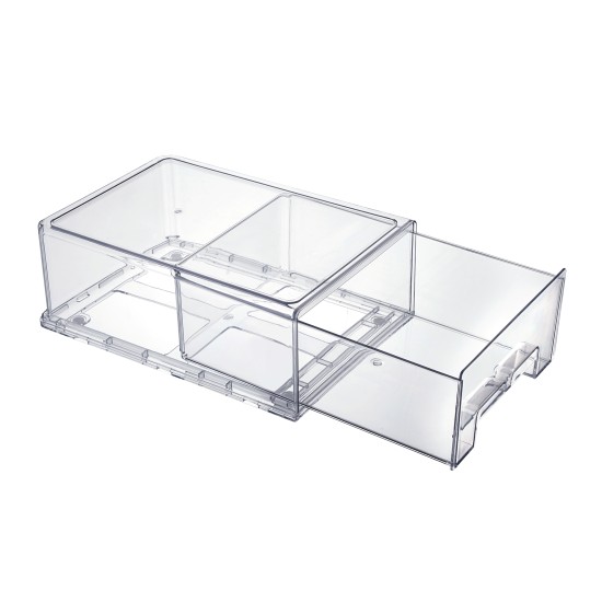 14pcs Stackable BPA-Free Refrigerator Storage Bins Pull Out Storage Drawer with Lids Drain Trays Kitchen Organization Transparent Food Storage Bins Set