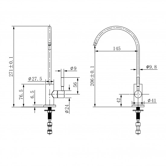 Premium SUS304 Water Filter Stainless Steel Tap RO Drinking Ceramic Disc Faucet Matt Black