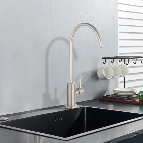 Premium SUS304 Water Filter Stainless Steel Tap RO Drinking Ceramic Disc Faucet Brushed Nickel
