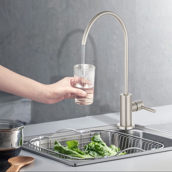 Premium SUS304 Water Filter Stainless Steel Tap RO Drinking Ceramic Disc Faucet Brushed Nickel