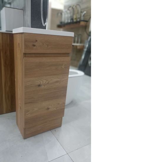 400mm Plywood Light Oak Floor Standing Vanity With Ceramic Basin