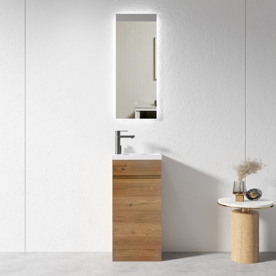 400mm Plywood Light Oak Floor Standing Vanity With Ceramic Basin
