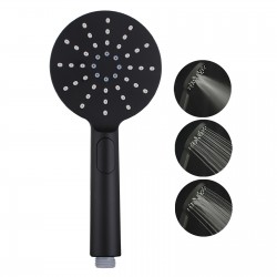 Round Black ABS 3 Function Handheld Shower with Shower Hose