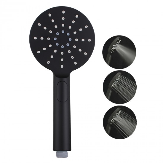Round Black ABS 3 Function Handheld Shower with Shower Hose