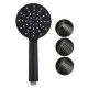Round Black ABS 3 Function Handheld Shower with Shower Hose