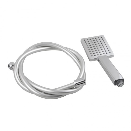 Square Chrome ABS Handheld Shower Head With Water Hose