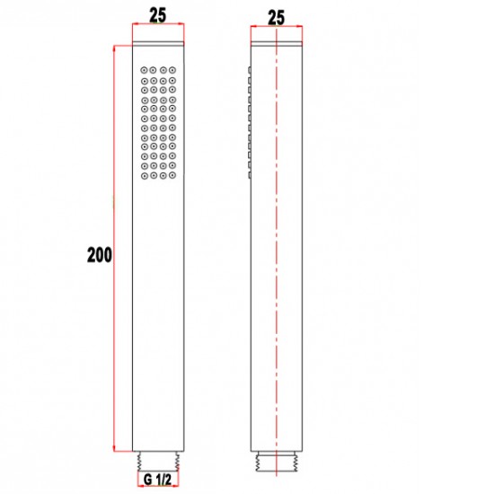 Square Chrome Hand Held Shower Only