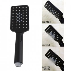 ABS Square 3 Functions Matte Black Hand Held Shower Head With Shower Hose
