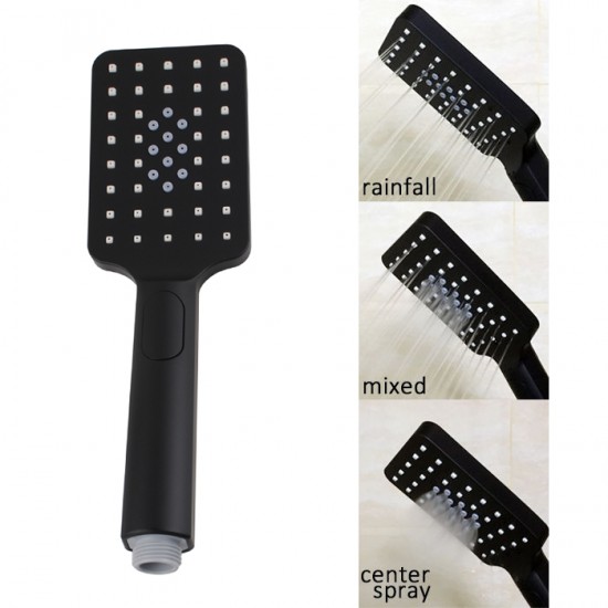 ABS Square 3 Functions Matte Black Hand Held Shower Head With Shower Hose