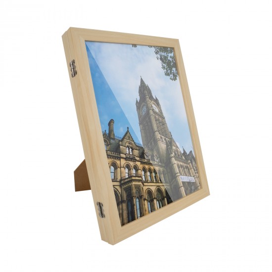 2PCs A4 Wooden Kids Art Frame Children Artwork Display Changeable Front Opening Table Stand Light Oak