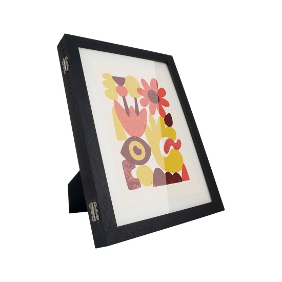 2PCs A4 Wooden Kids Art Frame Children Artwork Display Changeable Front Opening Table Stand Black