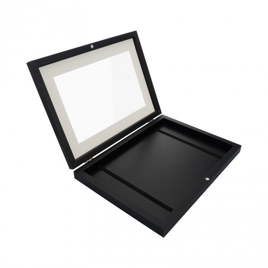 2PCs A4 Wooden Kids Art Frame Children Artwork Display Changeable Front Opening Table Stand Black