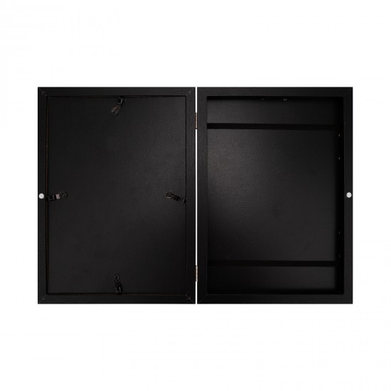 2PCs A4 Wooden Kids Art Frame Children Artwork Display Changeable Front Opening Table Stand Black