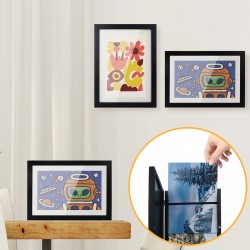 2PCs A4 Wooden Kids Art Frame Children Artwork Display Changeable Front Opening Table Stand Black