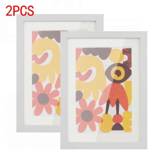 2PCs A4 Wooden Kids Art Frame Children Artwork Display Changeable Front Opening Table Stand White