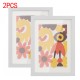 2PCs A4 Wooden Kids Art Frame Children Artwork Display Changeable Front Opening Table Stand White