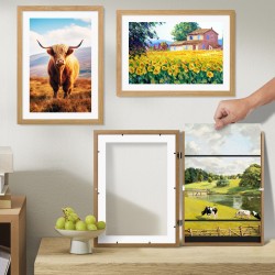 A3 Wooden Kids Art Frame Children Art Wood Color Frame Changeable Front Opening Artwork Display