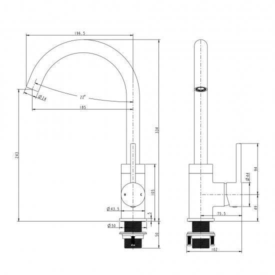 Euro Round Brushed Nickel Kitchen Sink Mixer Tap 360° Swivel